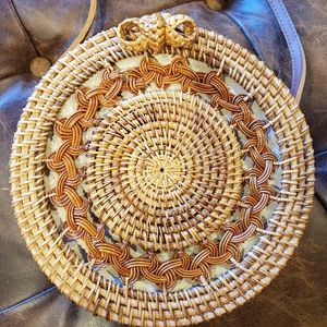 Wicker Circle Bag with strap